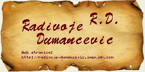 Radivoje Dumančević vizit kartica